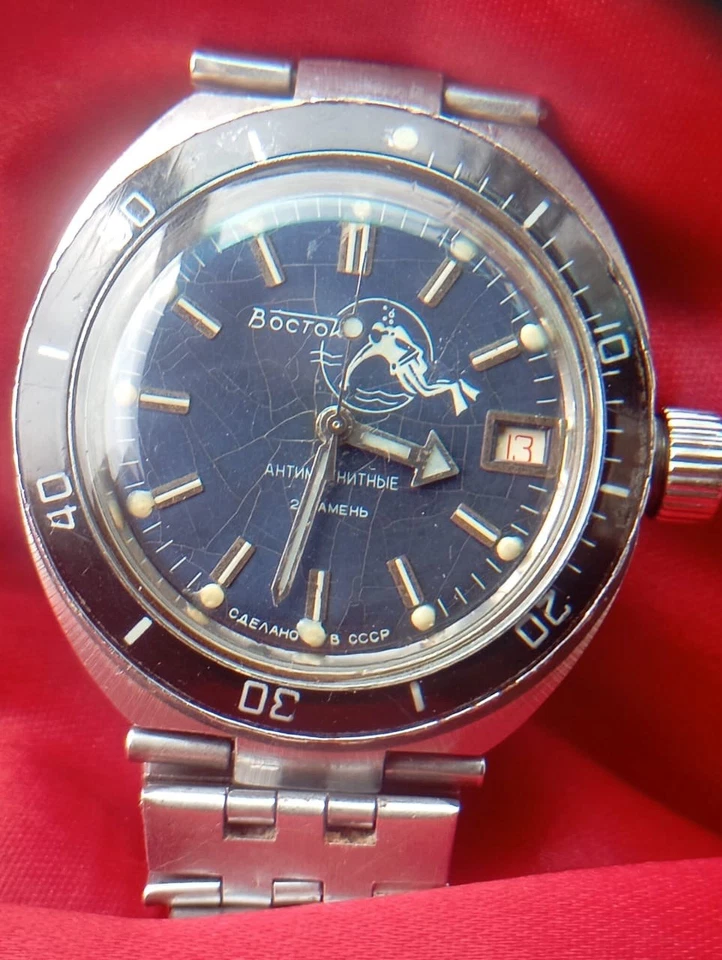 Reloj Pulsera Vintage Anfibio Vostok Soviético URSS Buzo Mecánico 200m Mili Foto 4 de 4