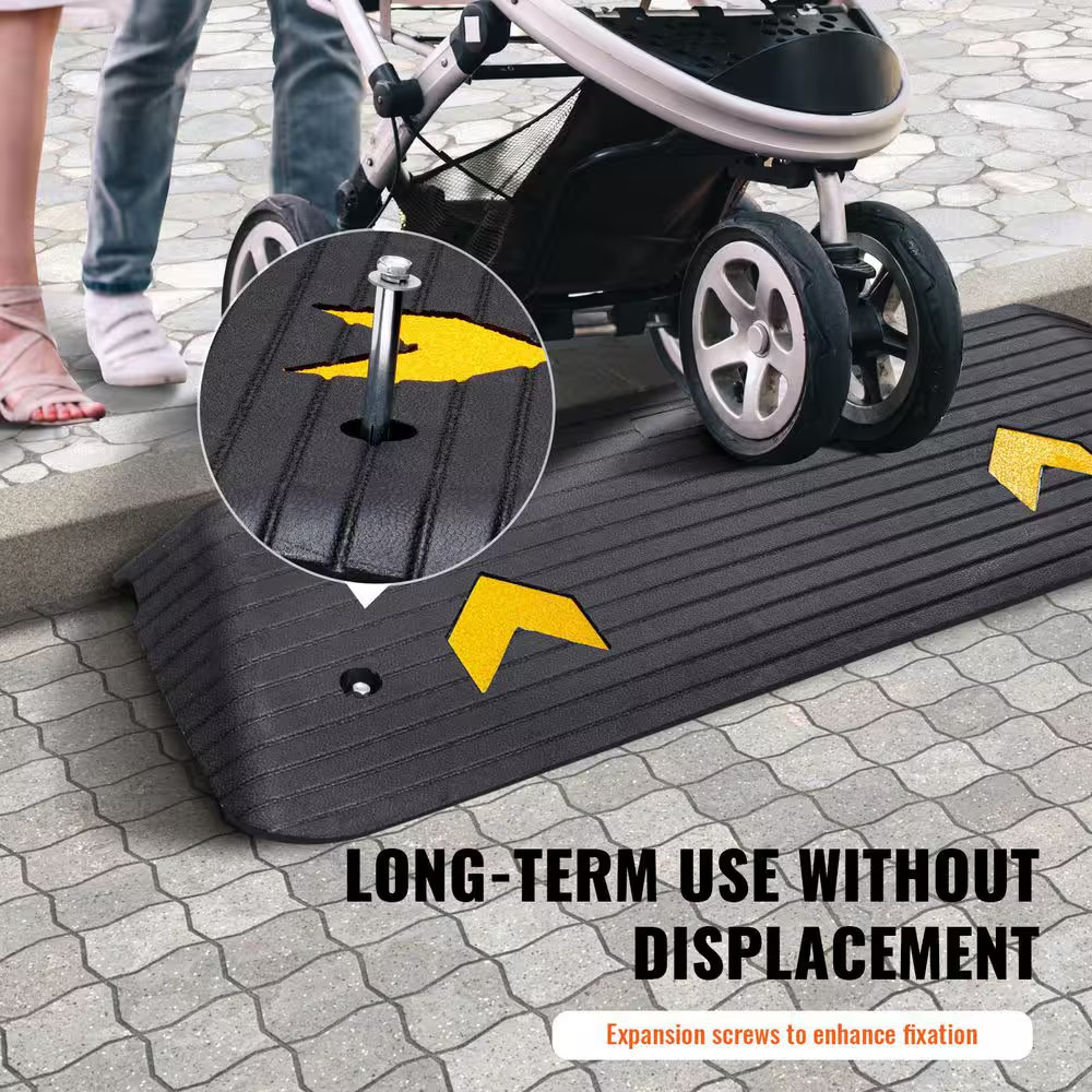 Skyshalo Rubber Threshold Ramp 1.5 in Rise Wheelchair Doorway Curb Ramp 33069 lb