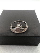Shipton & Co 925 Viking Ship Brooch Vintage Chester Hallmark Jewellery Boat Vtg