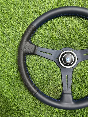 Nardi Torino Genuine Signed Leather Blue Restitched Steering Wheel 14 Inches - Picture 3 of 10