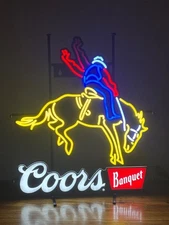 COORS BANQUET BEER RODEO LED BAR SIGN MAN CAVE GARAGE DECOR LIGHT MOTION NEW