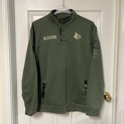 #ad Louisville Cardinals NCAA Military OHT Sweatshirt 4 Button Pullover Men’s XL $29.00