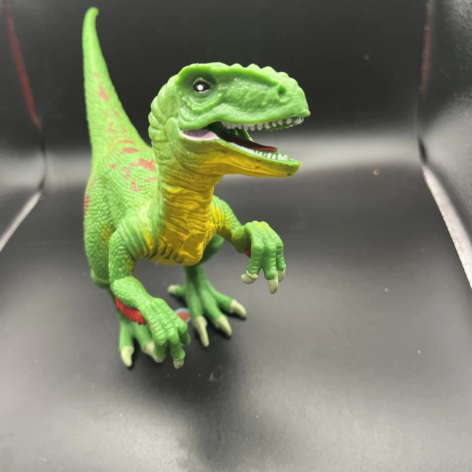 Figura de animal velociraptor verde Schleich 2003 de colección réplica jurásica Foto 2 de 4