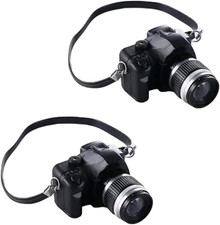 2Pcs 1:4 Scale Mini Camera Prop Ornament Vintage Camera Model, Miniature Digital