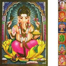 GANESHA Ganapati Altarbild Prägedruck Goldrand versch. Motive Lord Ganesh Shiva