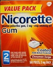 Nicorette Nicotine Gum 2 Mg, Cinnamon Surge Flavor - 160 Ct Exp 08/2026+ NEW