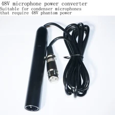 48V Phantom Power Supply Cable Converter Adapter for Condenser Microphone