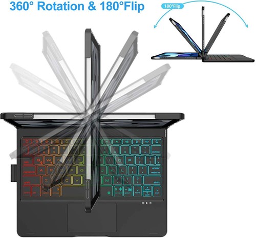 Funda protectora con teclado giratorio retroiluminado para iPad Pro 11 4ta/3a/2a/1a generación Air 4/5a - Imagen 13 de 43
