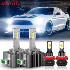 For Ford Mustang 2013-2018 - D3S LED Headlight Bulbs Hi/Lo Beam  Fog Light 4X