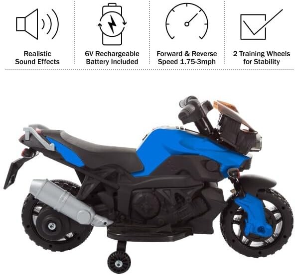 Lil' Rider Kids Electric Motorcycle Training Wheels and Reverse Function NEW