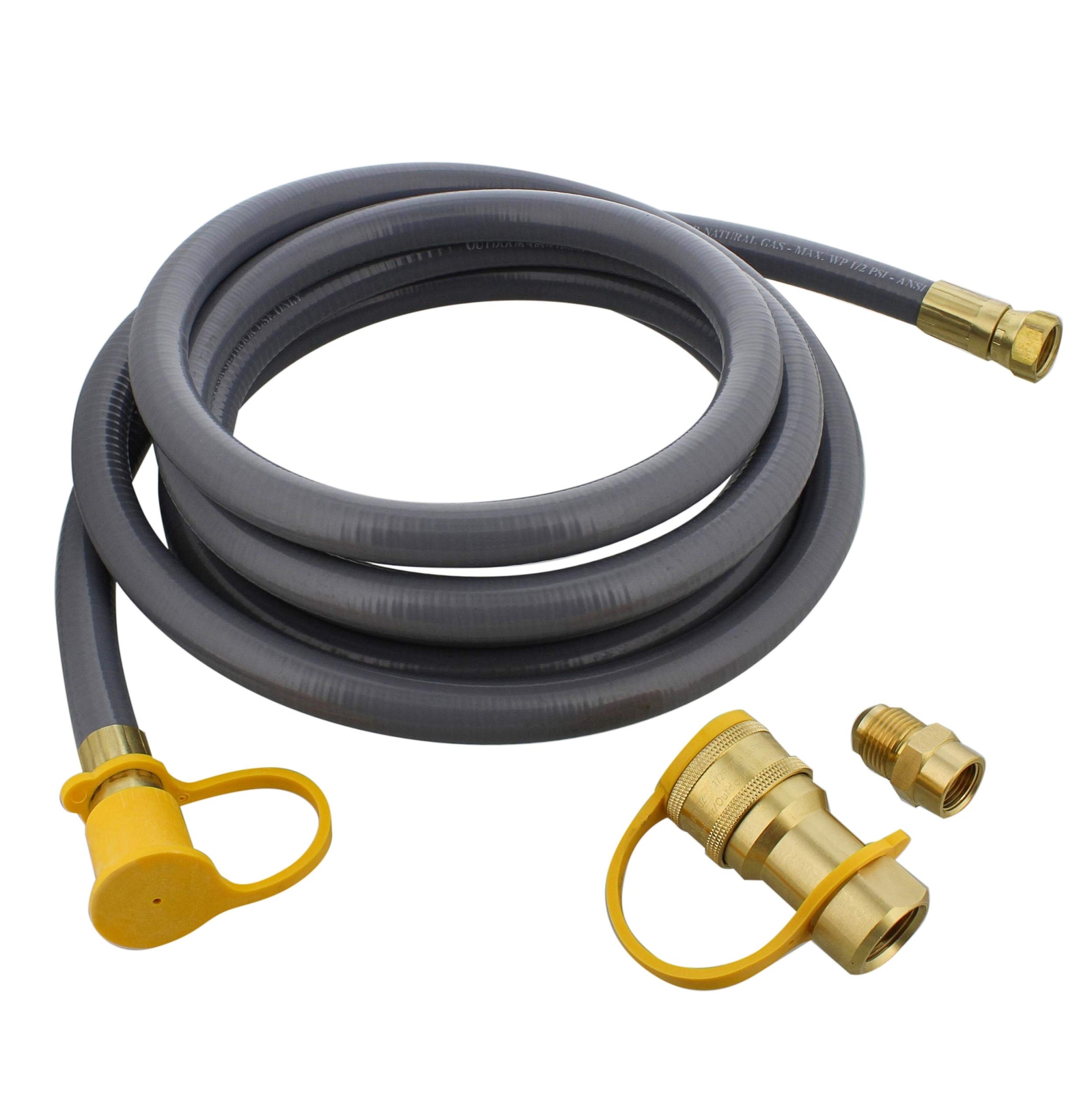 BISupply Natural Gas Grill Hose, 12ft - Flexible Gas Line Quick Connect Gas H...