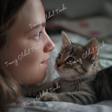 Cat and girl 2 Digital image picture photo wallpaper background