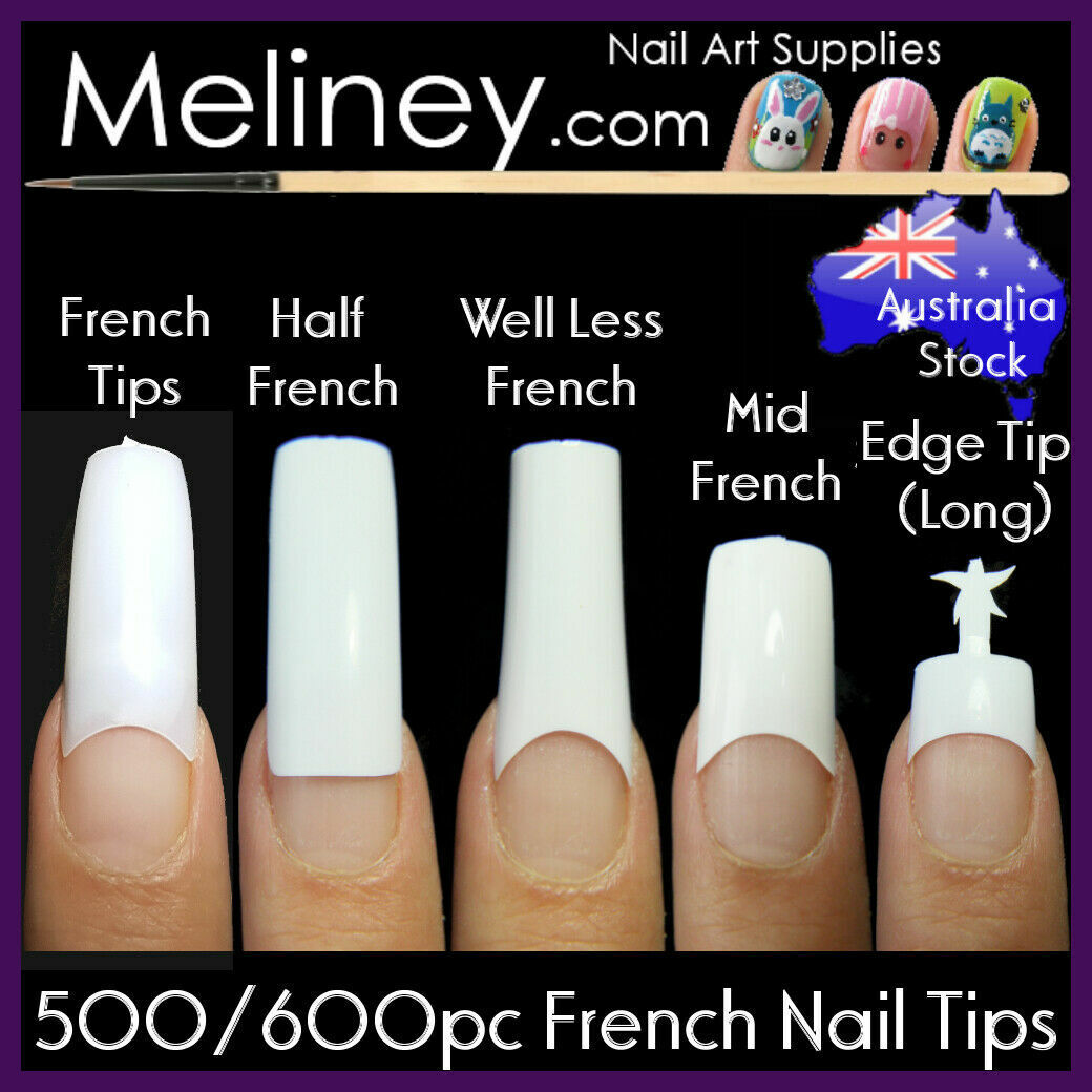 500/600Pc French Nail Tips Nails Square Long Short False Fake Acrylic Gel  Bulk | eBay