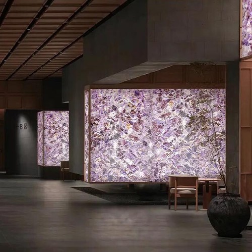 Natural Luxury Stone Marble Quartz Amethyst Worktop Purple Countertop Slab Table - Picture 2 of 9
