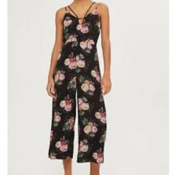 Topshop black sales floral jumpsuit