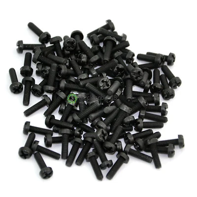 50PCS NEW M3 x 10mm Black Nylon Round Phillips Pan Head Screws
