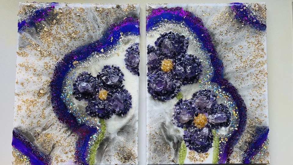 Decoración de pared con cristales de amatista Foto 2 de 4