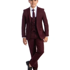 Perry Ellis PB363 5 pieces Kids Suits Burgundy
