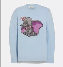 Coach 1941 X Disney Dumbo Intarsia Wool Sweater Small Blue