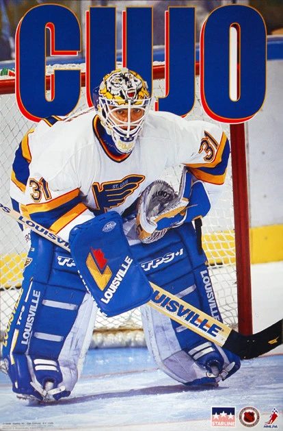 SPORTS POSTER WAREHOUSE CURTIS JOSEPH St Louis Blues Goalie 1994 NHL Hockey Action Starline 22x34 POSTER