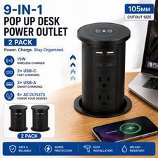 Pop Up Desk Power Grommet Outlet 9-in-1 15w Wireless Charger Usb-c Usb-a 2 Pack Pop Up Desk Power Grommet Outlet 9-in-1 15w Wireless Charger Usb-c Usb-a 2 Pack