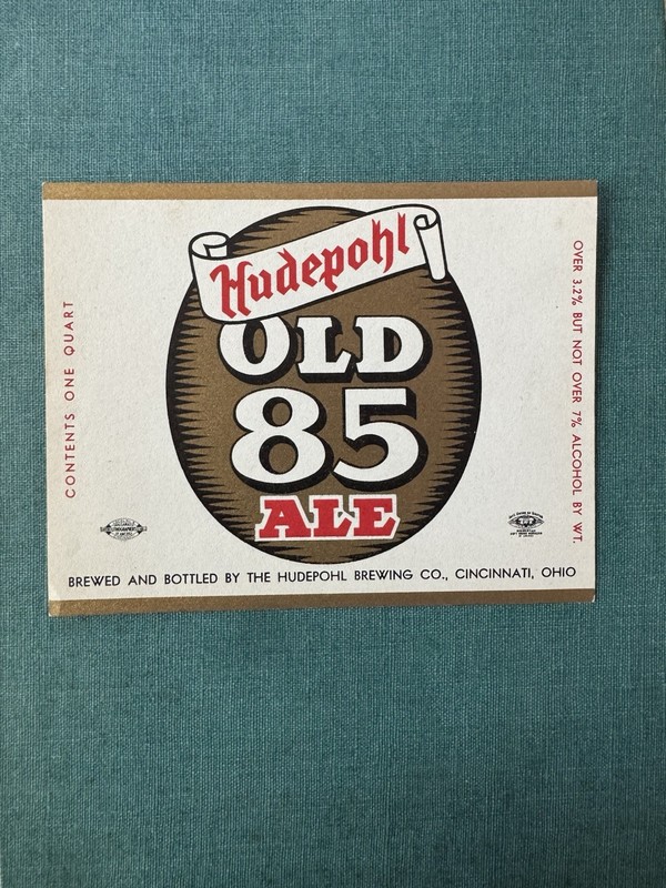 Hudepohl Brewing Old 85 Beer Bottle Label Cincinnati Oh Ohio Unused