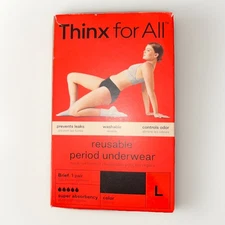 Thinx for All Super Absorbency Brief Period Underwear Black Women's Large NEW