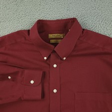 Roundtree York Gold Label Shirt Mens 2XL Red Non Iron Cotton Button Down