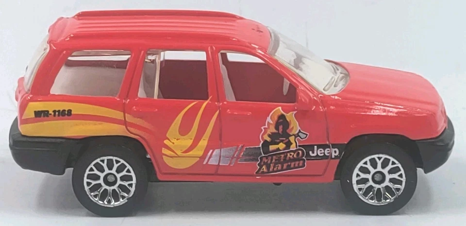Matchbox 1999 Jeep Grand Cherokee Metro Alarm Fire Department 1:58 Diecast Loose - Image 3 of 4