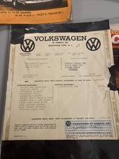 Vintage 1969 VW BEETLE TYPE 1  DEALER INVOICE WINDOW STICKER  ORIGINAL