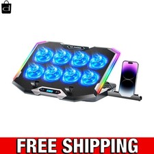 Whisper-Quiet Gaming Laptop Cooler Pad with 8 Adjustable Fans  LCD Display