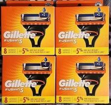 4) packs GILLETTE FUSION 5 CARTRIGES/BLADES/32 count total-- BRAND NEW!!!