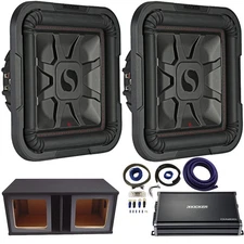 Kicker L7 12" 1200W Subwoofers 46L7T122 w/ Ported Sub Box & CXA1200 Stereo Amp