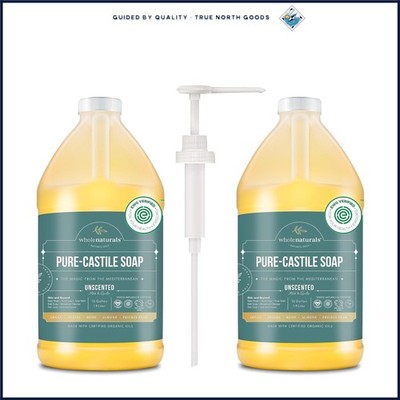 Mild Castile Soap for Body, Laundry, and Pets, 128 Oz with Convenient Pump