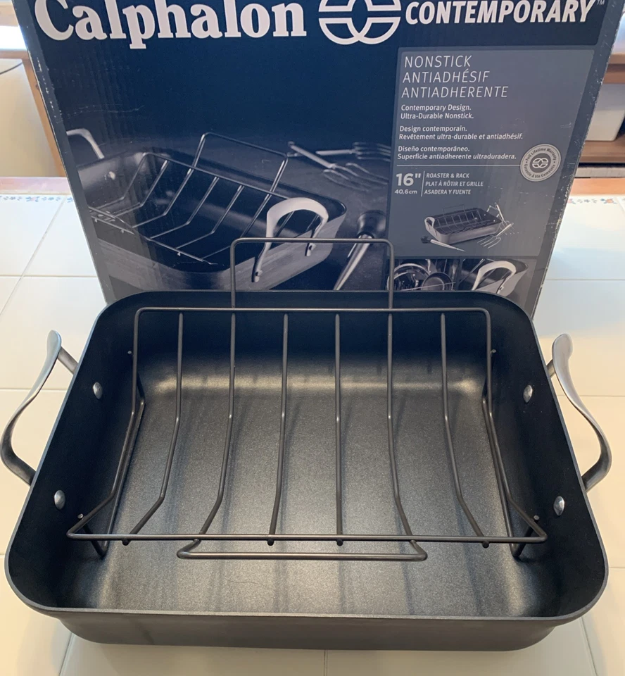 Calphalon Contemporary Nonstick 16” Roaster & Rack, Preowned - With Original Box - Image 2 of 3