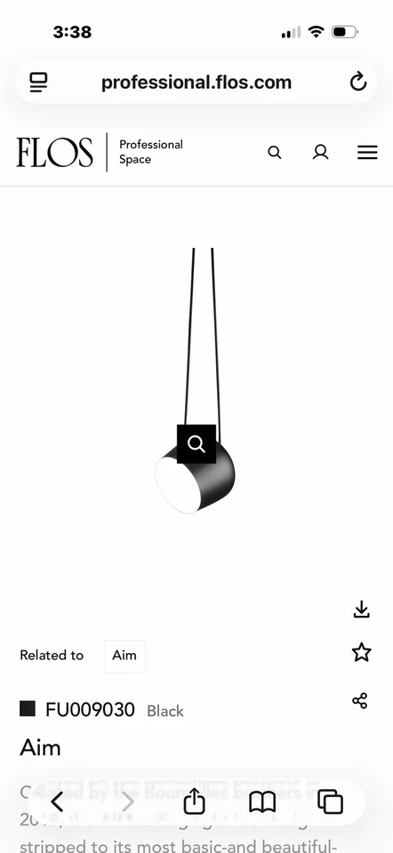 FLOS AIM LED PENDANT LIGHT FU009030 By Ronan and Erwan Bouroullec NEW MSRP $1180 - Image 2 of 4