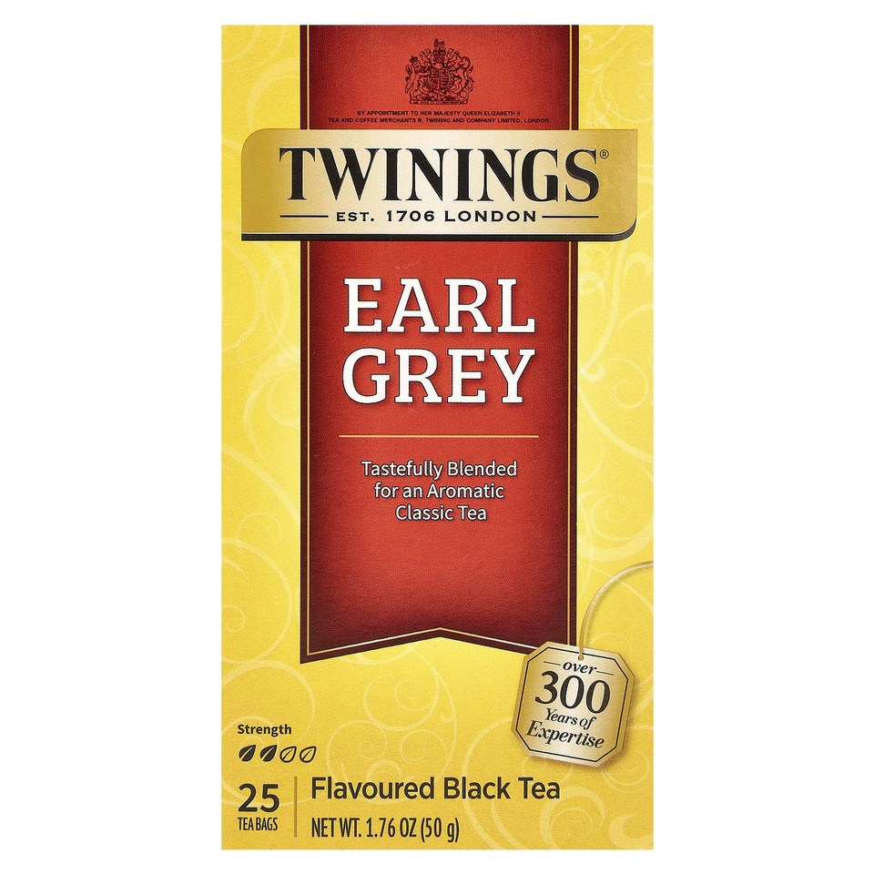 Flavored Black Tea, Earl Grey , 25 Tea Bags, 1.76 oz (50 g)