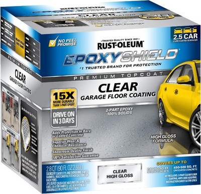 Rust-Oleum 292514 EPOXYSHIELD Premium Clear Garage Floor Coating Kit, 2.5 Car
