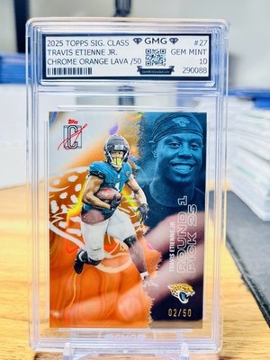 2025 Topps Signature Class Travis Etienne Jr. Orange Lava /50 GMG Graded 10 Gem