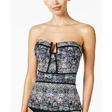 NWT Island Escape 6 Antiqua Bandini Strapless Aloha Tribal Tankini Top #87119