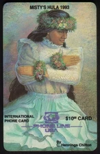 $10. Misty's Hula 1993 (International Calls Only) (Plastic) Phone Card