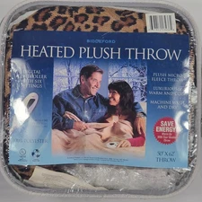 Biddeford Cheetah Leopard Print Micro plush Heated Throw Blanket Warm Cozy