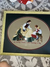Butternut Road “The Teacher” Completed &Framed Cross Stitch Picture 15” x 18”