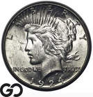 1924-S Peace Dollar, Semi-Key Date, Lower Mintage, Flashy Choice Unc+