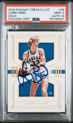 2016 PANINI NATIONAL TREASURES COLLEGIATE 36 LARRY BIRD - 6/10 - PSA 9 AUTO 10