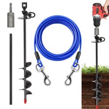Heavy Duty Dog Tie Out Cable and Stake,30FT Rust Proof Dog Tether Leads for Y...