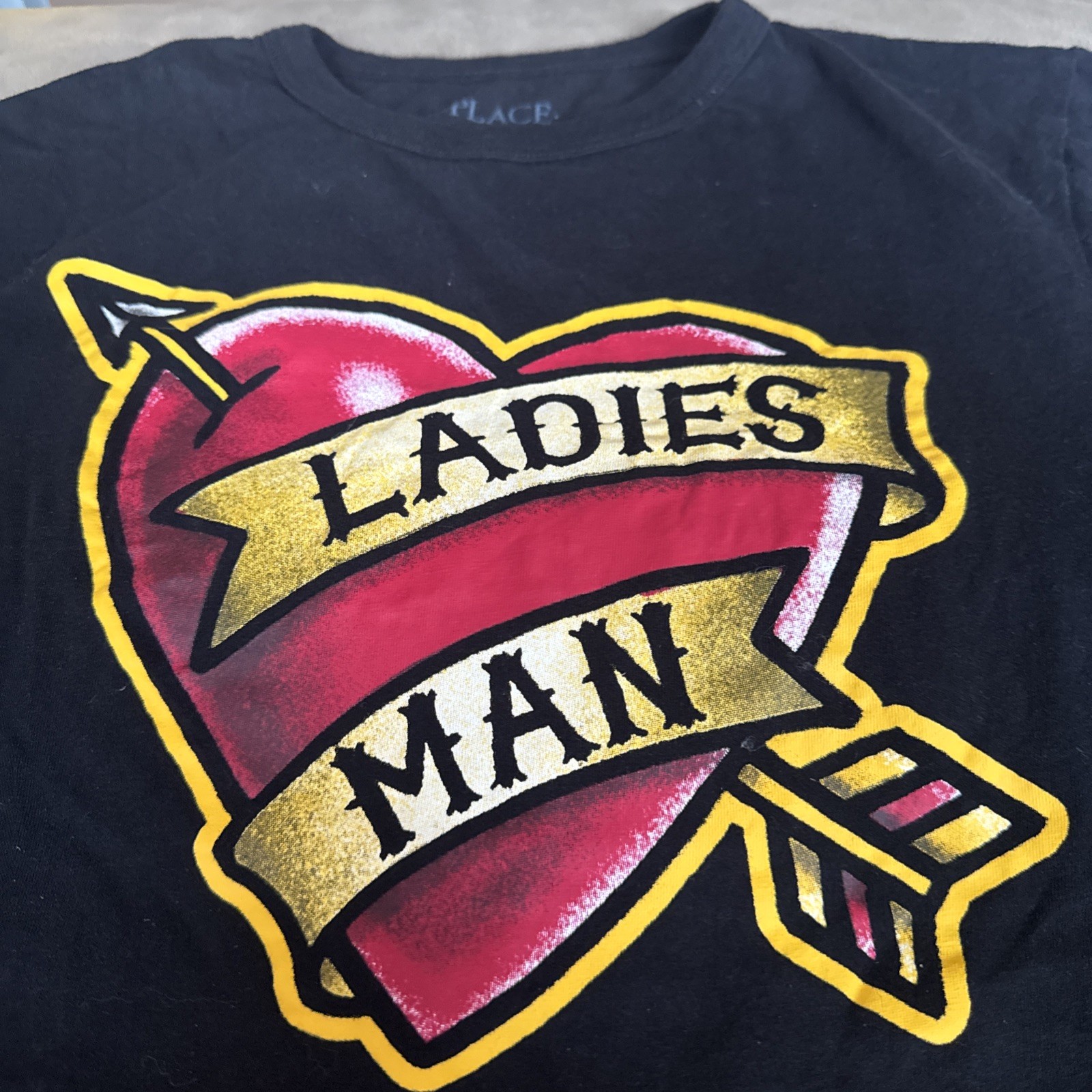 The Children's Place Boys “Ladies Man”  Graphic T-Shirt Black Size Large EUC image 4