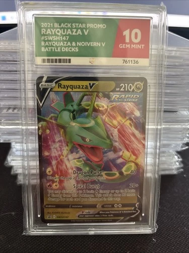 POKEMON RAYQUAZA V SWSH147 BLACK STAR PROMO ACE 10  GEM MINT LOW POP