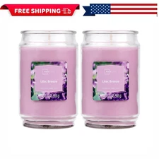 Mainstays Lilac Breeze Scented Candle Single Wick Large Glass Jar 20oz (2 Pack)