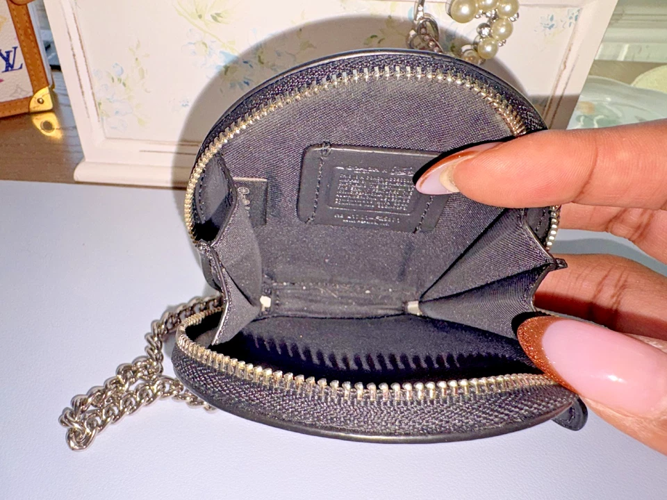 Coach X Pepsi Cuero Estuche Monedero Edición Limitada Cremallera Bolsa Muñequera Cadena Foto 3 de 3